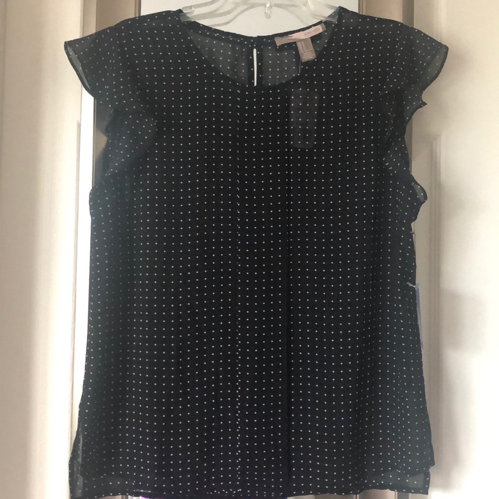 NWT Forever 21 Flutter Sleeve Dotted Top